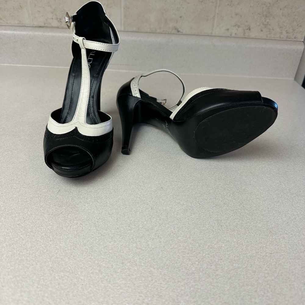 Black & White open toe heels